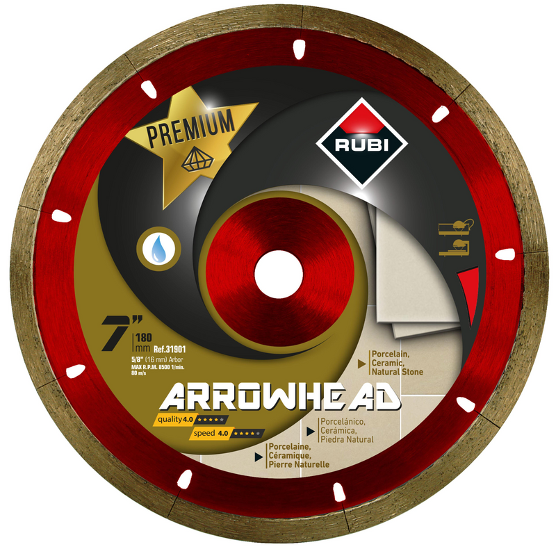 RUBI ARROWHEAD PREMIUM J-Slot Diamond Blade for Porcelain & Ceramic Tile