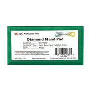 Alpha dark green 1000 grit diamond hand pad on a white background