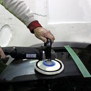 Person using the Alpha VDP-700 Electric Polisher on a car hood