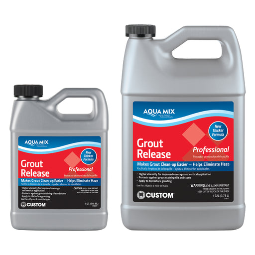 Two bottles of Aqua Mix Grout Release on a white background