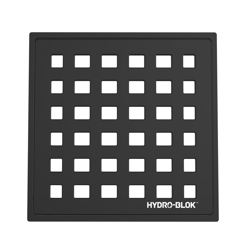HYDRO-BLOK Classic Shower Drain Cover and Tray, Matte Black
