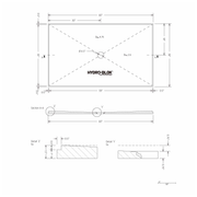 HYDRO-BLOK Classic Center Drain Shower Pan Diagram, 36” x 60”