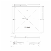 HYDRO-BLOK Classic Center Drain Shower Pan Diagram, 72” x 72”