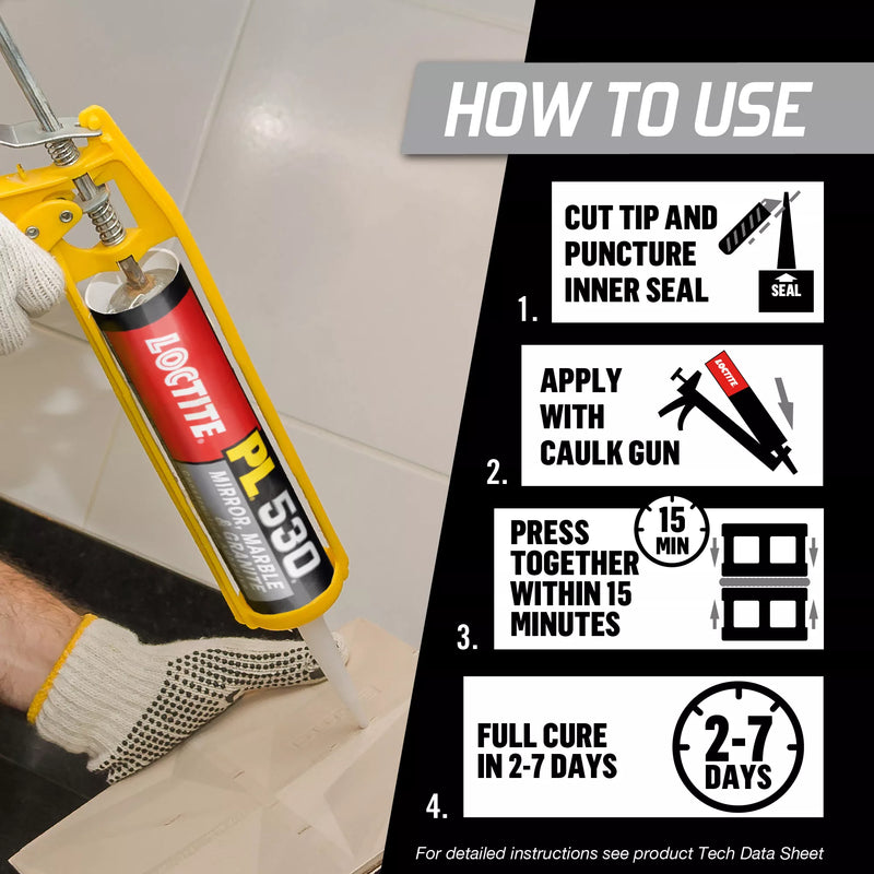 Loctite PL 530 Mirror, Marble & Granite Construction Adhesive – 10 fl oz