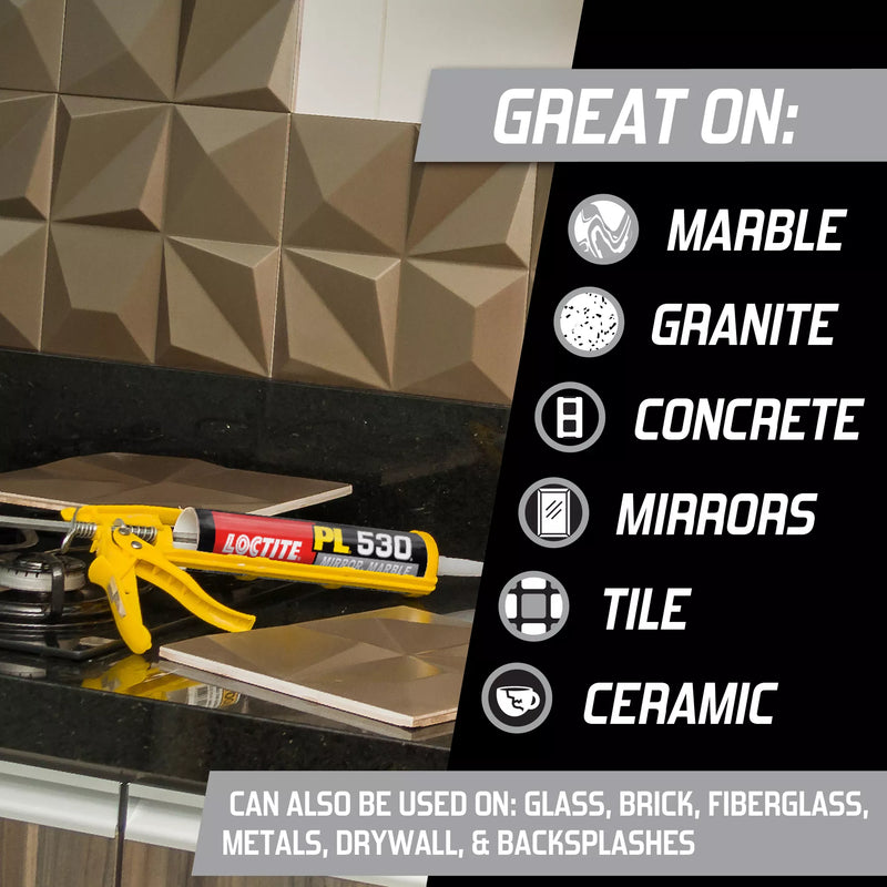 Loctite PL 530 Mirror, Marble & Granite Construction Adhesive – 10 fl oz