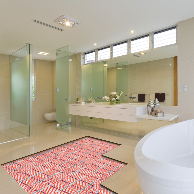 Warmup StickyMat Electric Underfloor Heating Mat installed in Bathroom