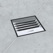 Wedi Premium Drain Cover, Chrome Slotted Installed