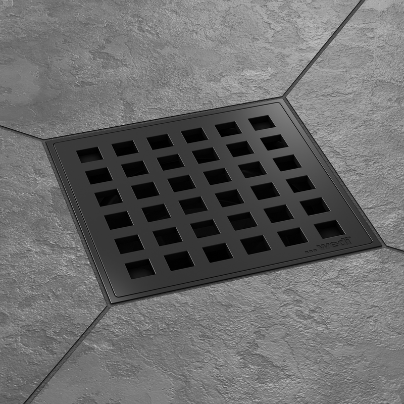 Wedi Premium Drain Cover, Matte Black Installed