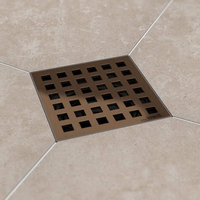 Wedi Premium Drain Cover, Oil Rubbed Bronze Installed