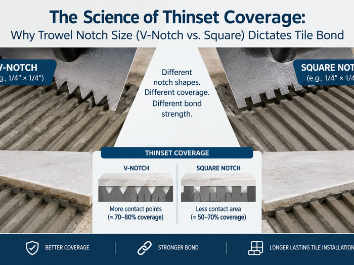 The Science of Thinset Coverage: Why Trowel Notch Size (V-Notch vs. Square) Dictates Tile Bond