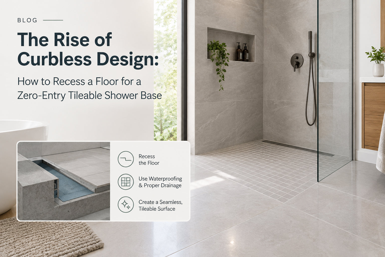 The Rise of Curbless Design: How to Recess a Floor for a Zero-Entry Tileable Shower Base
