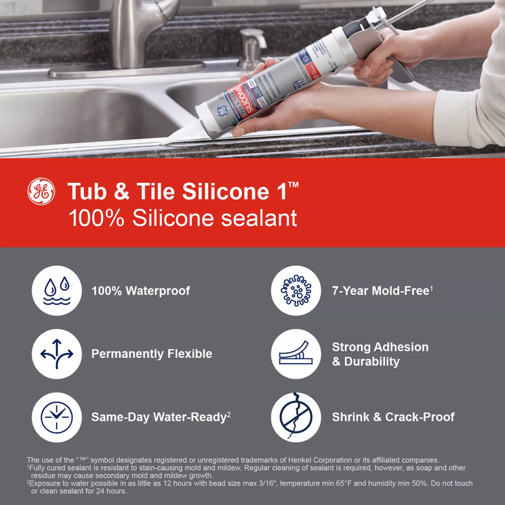 GE Tub and Tile Silicone 1 Sealant