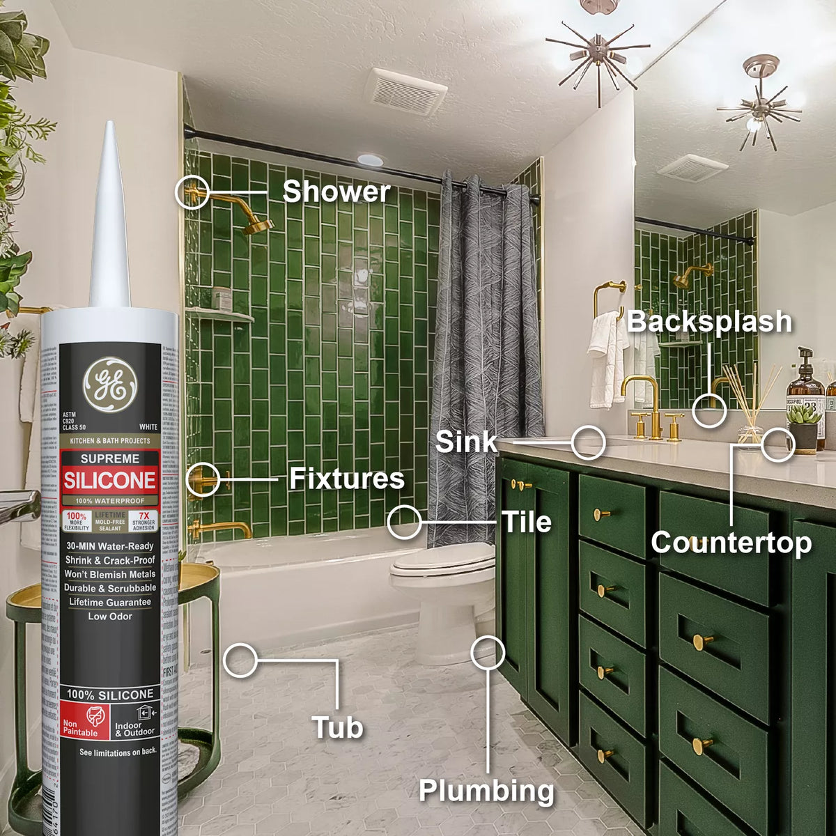 GE Sealants Supreme Silicone Kitchen & Bath Sealant