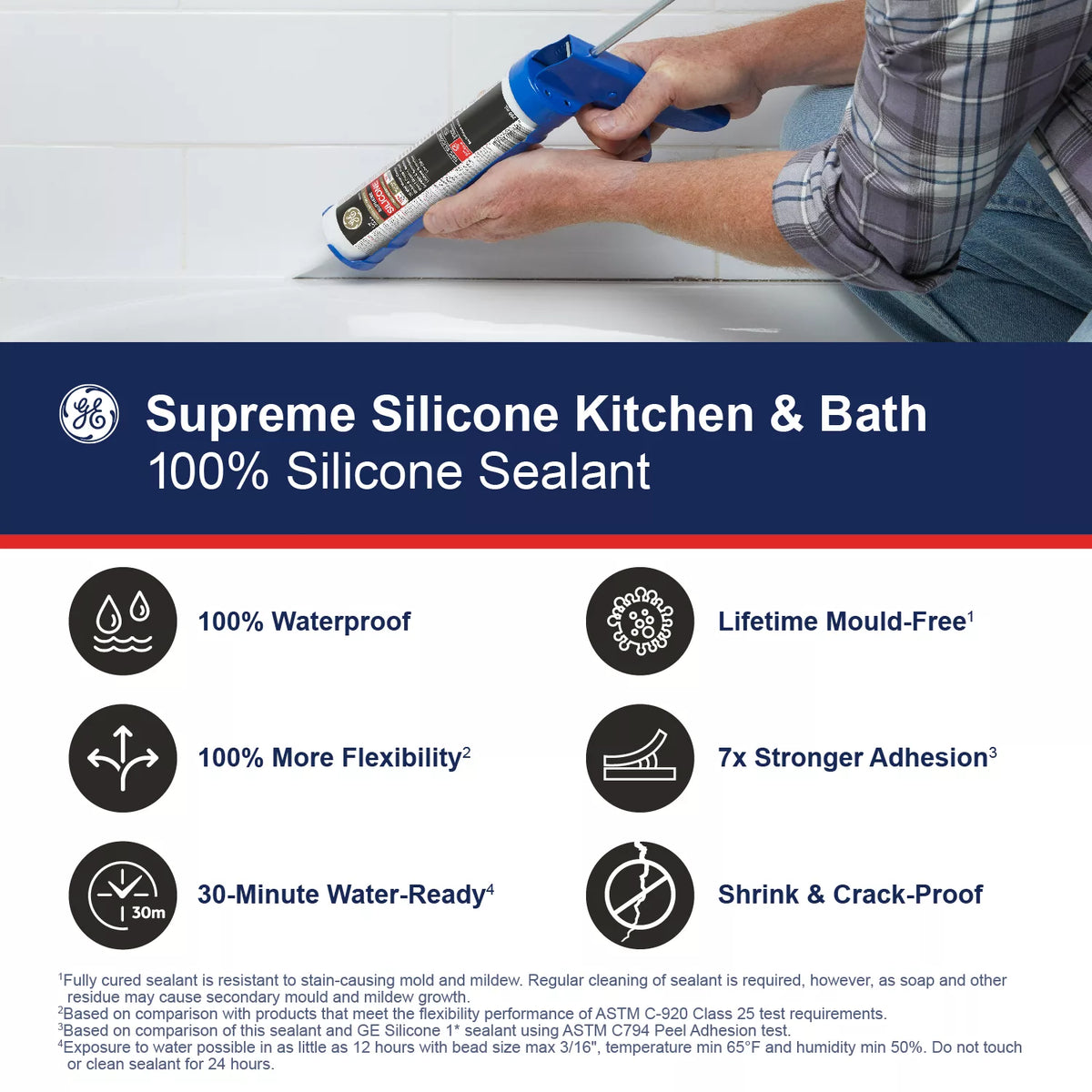 GE Sealants Supreme Silicone Kitchen & Bath Sealant