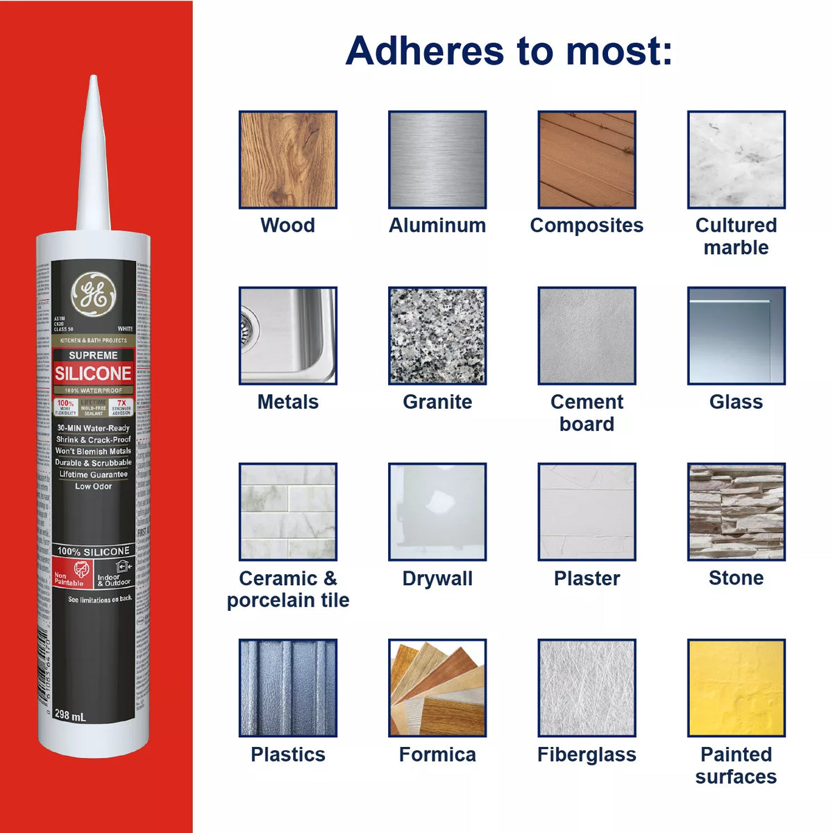 GE Sealants Supreme Silicone Kitchen & Bath Sealant