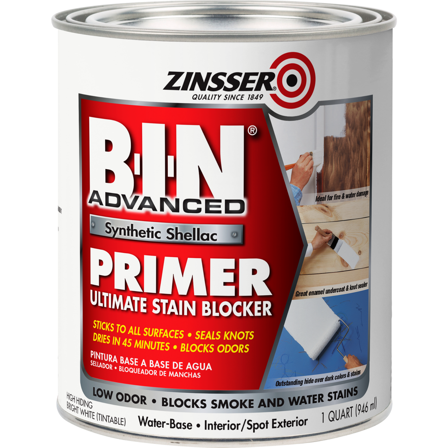 Zinsser B-I-N Advanced Synthetic Shellac Primer, White, Quart