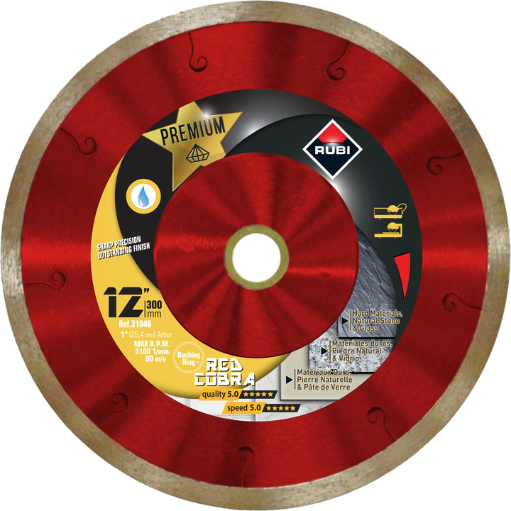 Rubi Tools Red Cobra Premium Diamond Blade Ceramic, Porcelain, & Natural Stone