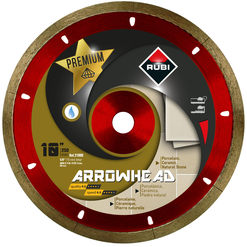 RUBI ARROWHEAD PREMIUM J-Slot Diamond Blade for Porcelain & Ceramic Tile