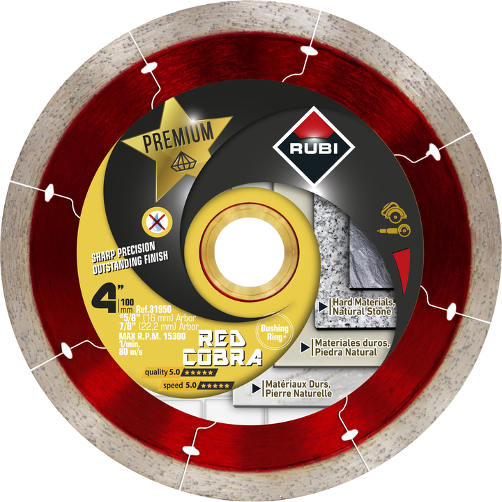 Rubi Tools Red Cobra Diamond Blade for Ceramic, Porcelain, & Natural Stone