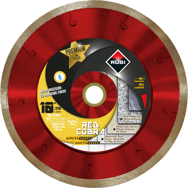 Rubi Tools Red Cobra Diamond Blade for Ceramic, Porcelain, & Natural Stone