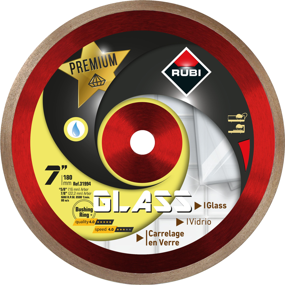 RUBI GLASS Premium Diamond Blades (7" - 10")