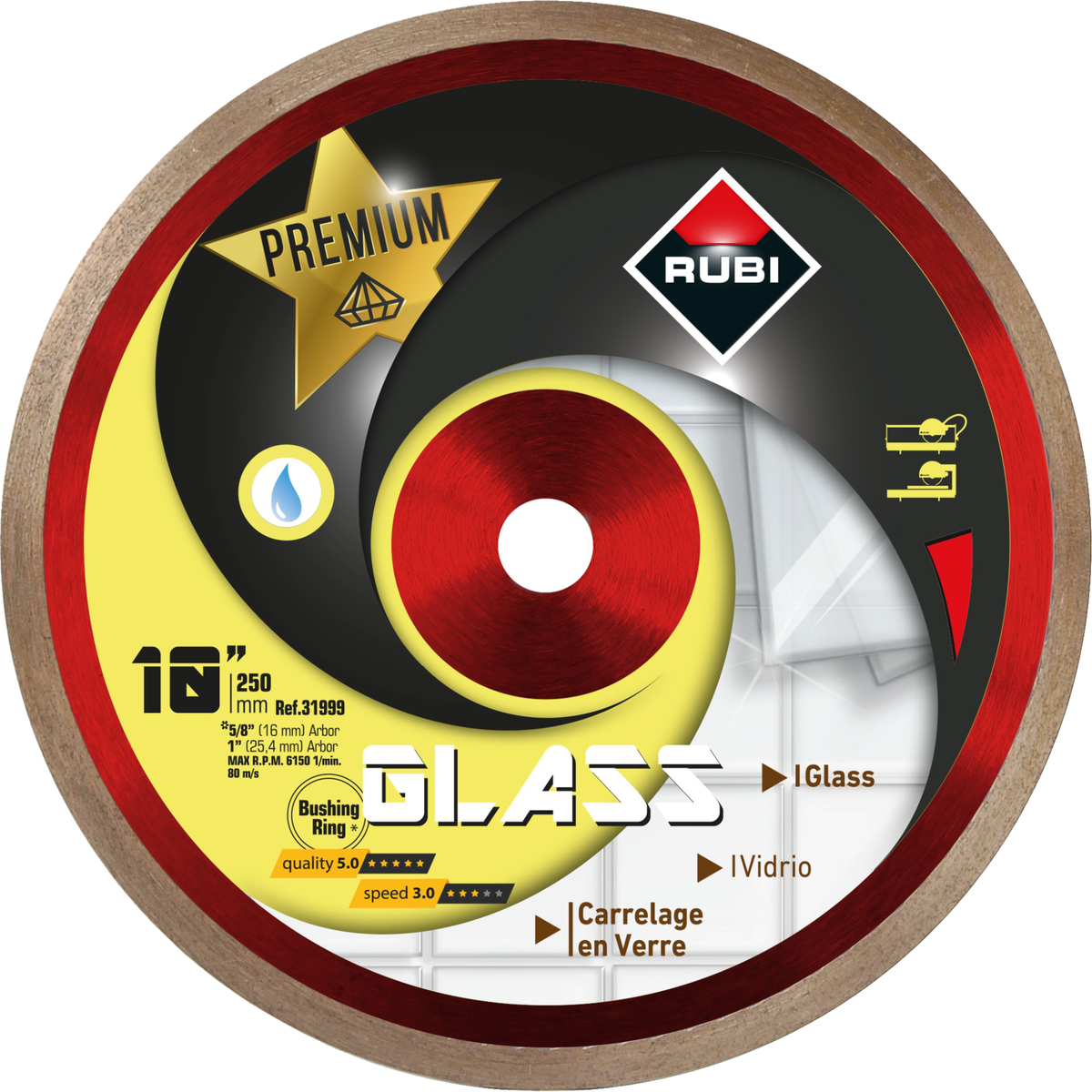 RUBI GLASS Premium Diamond Blades (7" - 10")