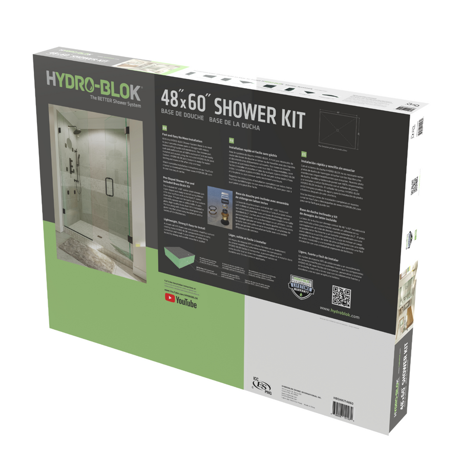 Hydro-Blok 48" x 60" Center Drain Shower Kit