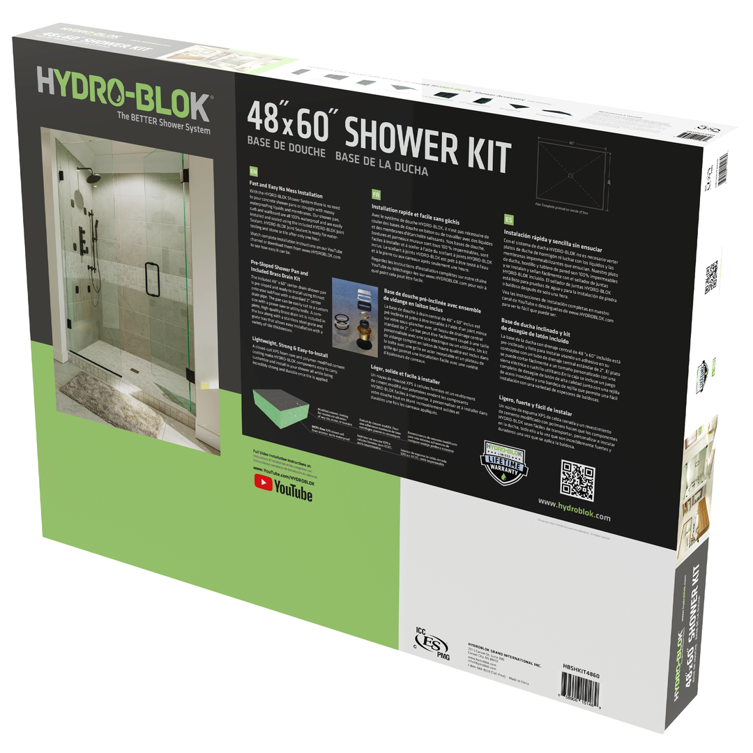 Hydro-Blok Classic Center Drain Shower Kits