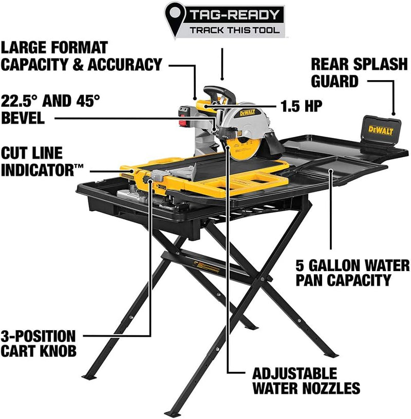 Dewalt 36" High Capacity Wet Tile Saw for Contractors & Tile Installers