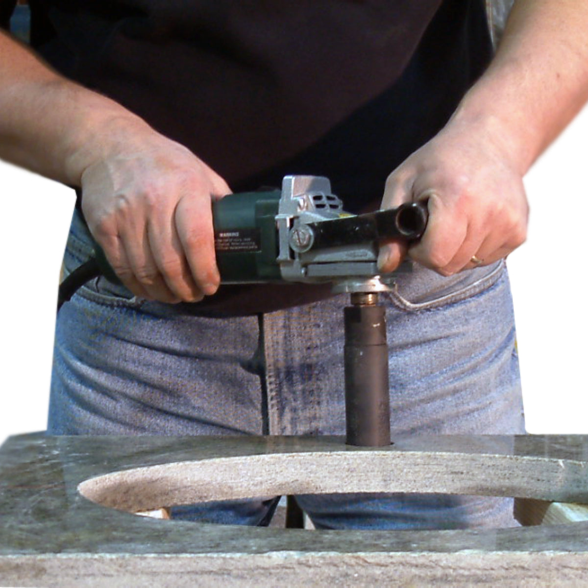 Alpha dry core bit cutting a countertop