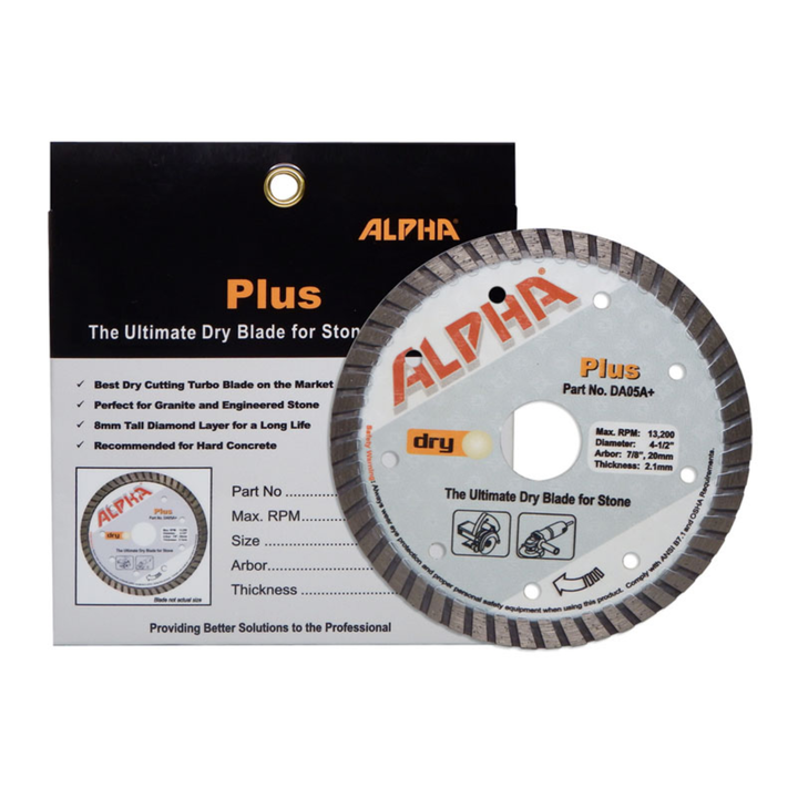 Alpha Professional Tools 4-1/2" Plus Dry Diamond Blades for Cutting Granite, Stone, and Tile