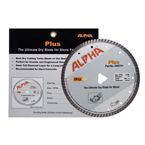 Alpha Professional Tools 7" Plus Dry Diamond Blades for Cutting Granite, Stone, and Tile