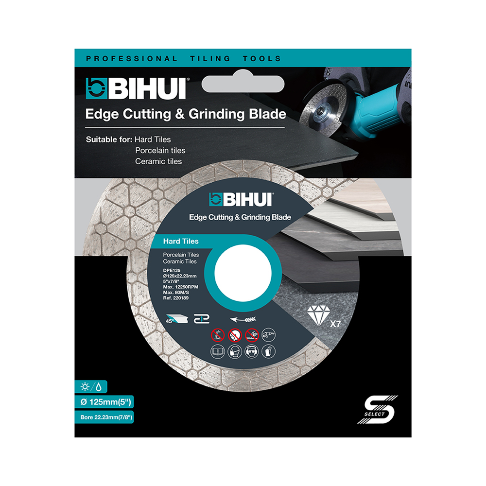 BIHUI 5" Diamond Edge Cutting & Grinding Blade for Hard Tiles