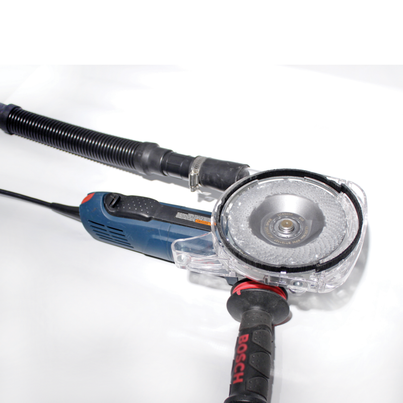 Alpha Professional Tools Ecoguard Type G Dust Collection Cover on bosch grinder with spike disc