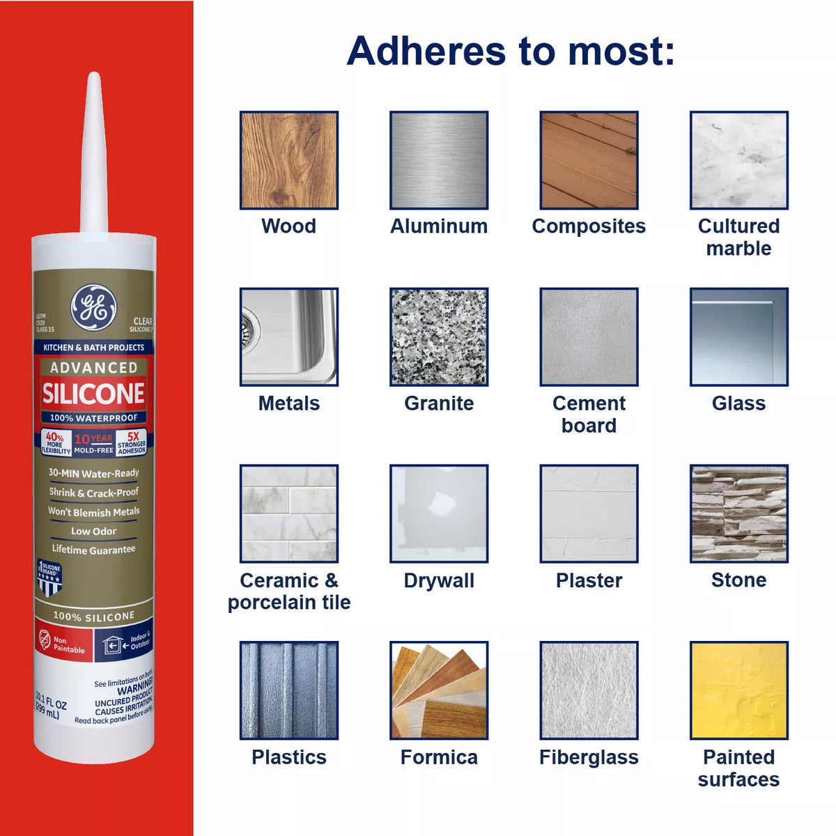 GE Sealants Advanced Silicone 2 Kitchen & Bath Sealant