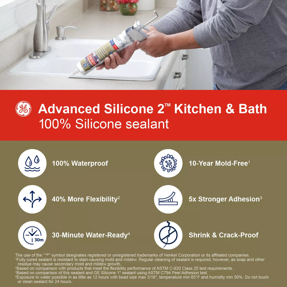 GE Sealants Advanced Silicone 2 Kitchen & Bath Sealant