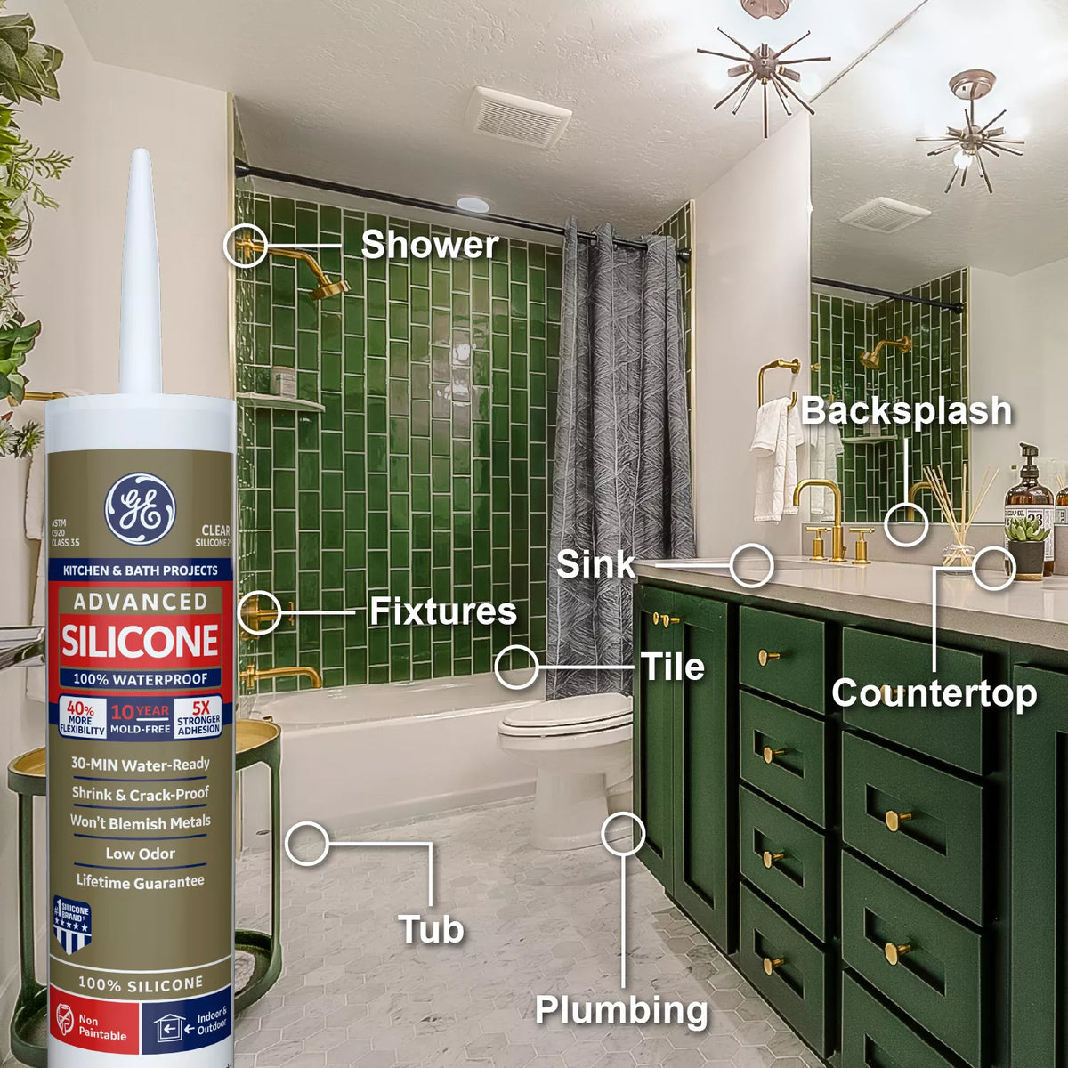 GE Sealants Advanced Silicone 2 Kitchen & Bath Sealant