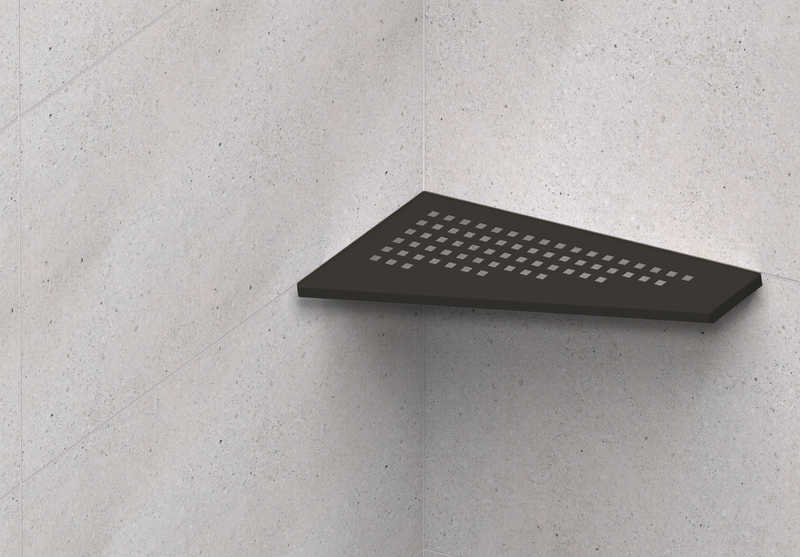 GURU Evolux PLUS ASIM Shower Corner Shelf Installed, Black