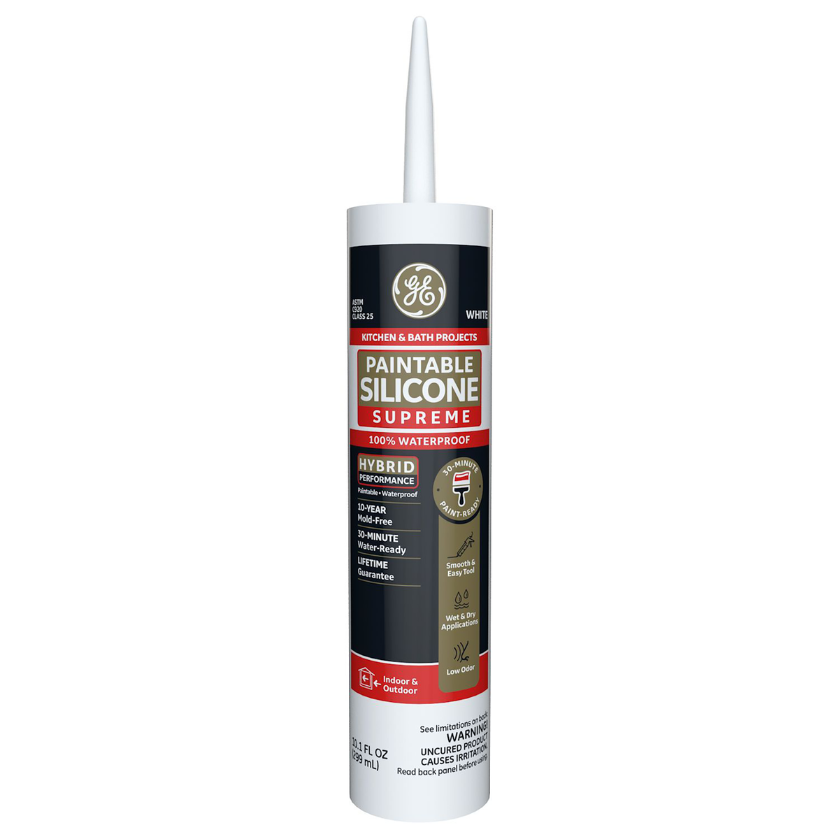 GE Sealants Paintable Silicone Supreme Kitchen & Bath Sealant