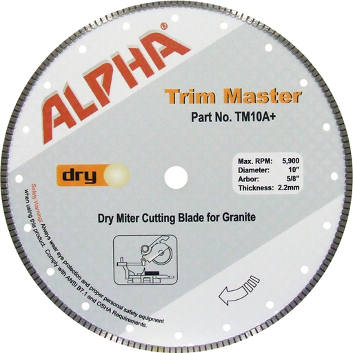 Alpha Professional Tools 10" Trim Master Blade for Granite & Engineered Stone