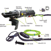 Alpha Professional Tools VSP-320 120V Electric Variable Speed Polisher with labeled parts