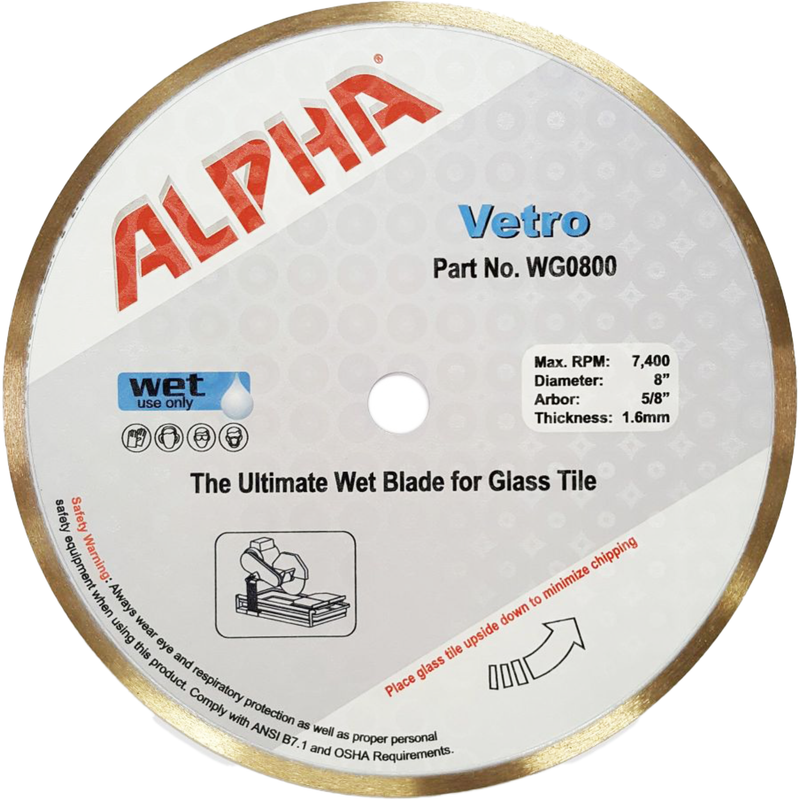 Alpha Professional Tools 8" Vetro Wet Cutting Blade for Glass