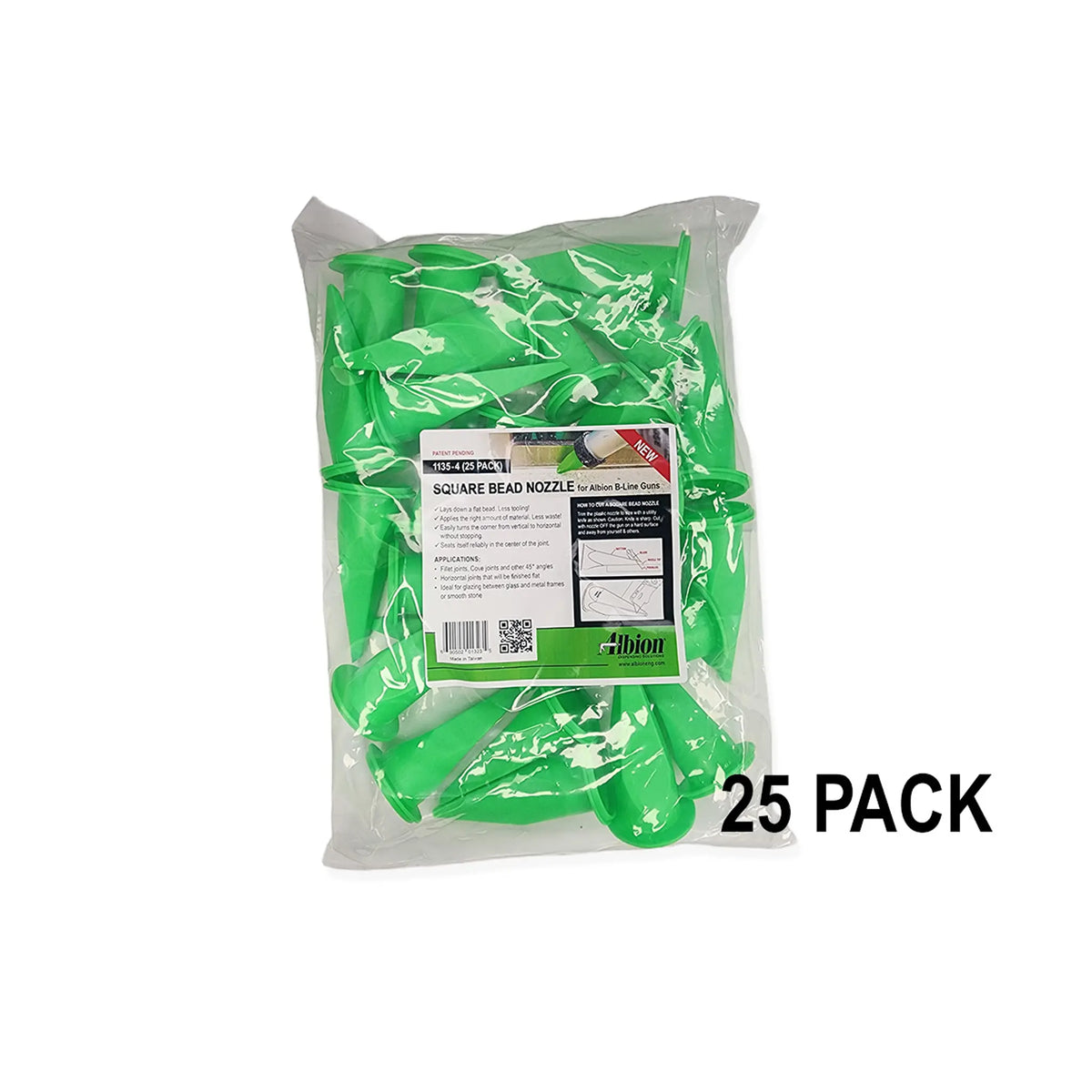 Albion Green Square Bead Nozzle for B-Line Sausage Guns