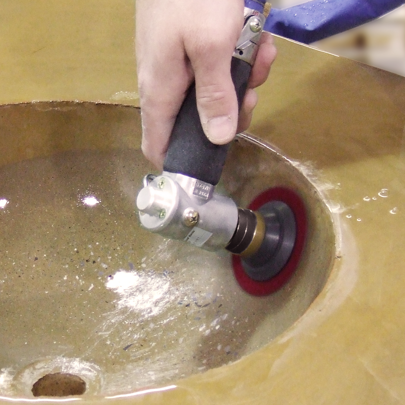 AIR-300 Mini Pneumatic Polisher Polishing a Sink