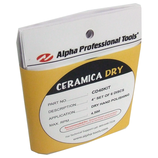 Alpha Tools 4" Ceramica Dry Polishing Pads for Natural Stone, Assortment Kit