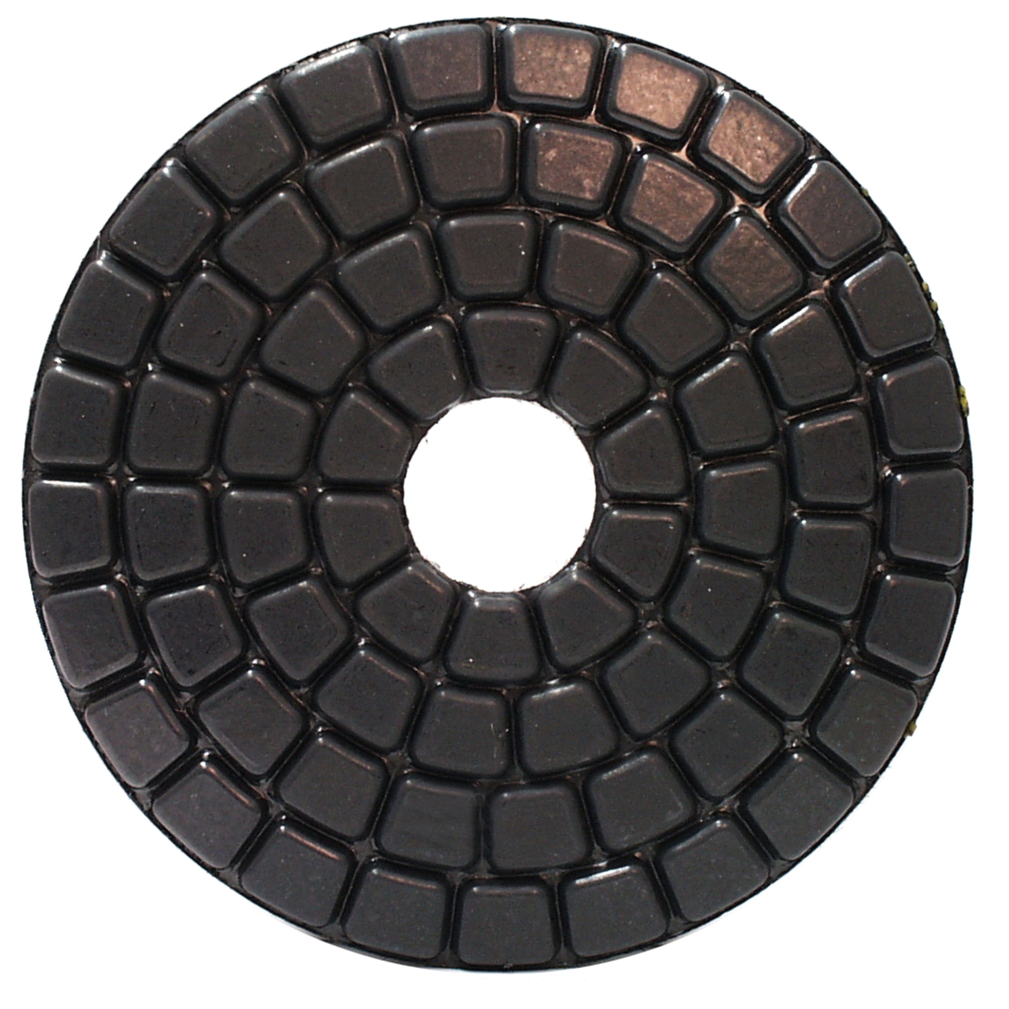 Alpha black ceramic buff polishing pads on a white background