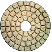 Alpha white ceramic buff polishing pads on a white background
