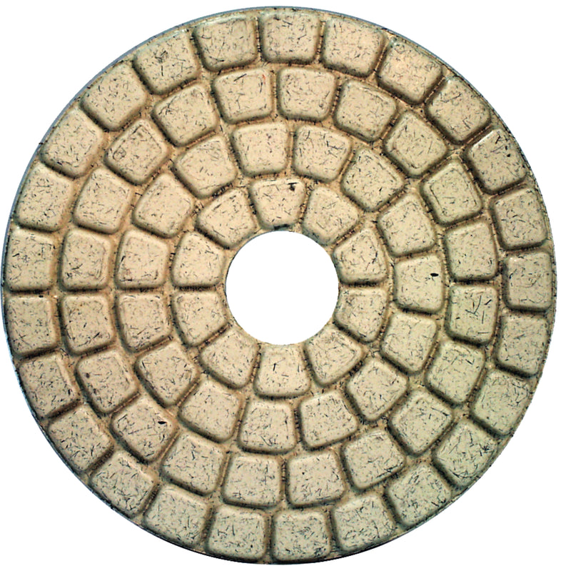 Alpha white ceramic buff polishing pads on a white background