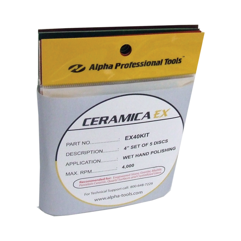 Alpha Tools 4" Ceramica EX Wet Polishing Pads for All Stone, Assorted Pack