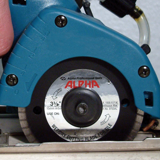 Alpha 3-3/8" Cordless Saw Blade for Ceramic Tile On cordless saw.